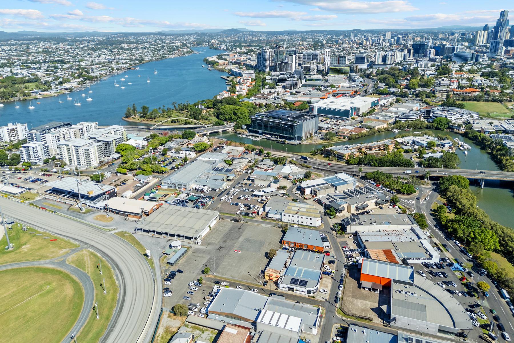Aerial view of Albion showing HUTCHESON and surrounding landmarks